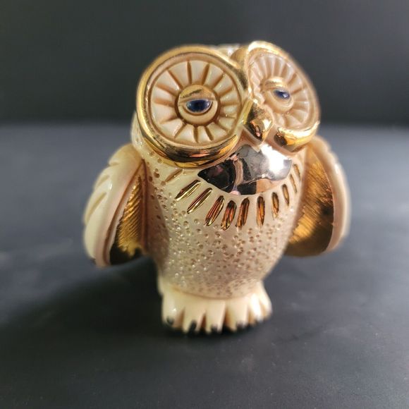Rinconada Snowy Owl Gold Silver  Accents Figurine De Rosa  Uruguay Limited Ed. - Picture 3 of 15